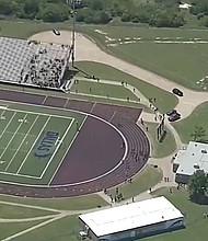 Four students were injured in a shooting Tuesday afternoon at Wilmer-Hutchins High School in southeast Dallas, police said.
Mandatory Credit:	KTVT via CNN Newsource