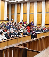 Community members fill the Richmond City Council Chamber during a public comment session on the proposed 2026 City budget.