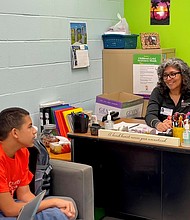 Sandra Chirino Morfin with student Angel at Spring Branch Middle School