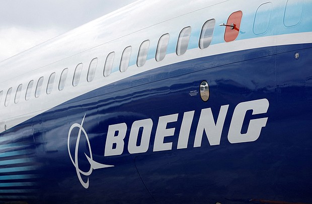 The Boeing logo is seen on the side of a Boeing 737 MAX at the Farnborough International Airshow in Farnborough, Britain, on July 20, 2022.
Mandatory Credit:	Peter Cziborra/Reuters via CNN Newsource