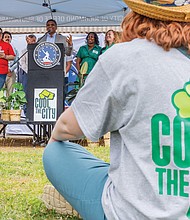 Mayor Danny Avula, Councilwoman Nicole Jones and others gather at Broad Rock Sports Complex on Earth Day, Tuesday, April 22, to launch Southside ReLeaf’s Cool the City campaign.
This citywide initiative aims to improve health outcomes, promote community wealth and enhance climate resilience throughout Richmond, with a particular focus on South Side. Over the next five years, the collaborative project will invest in greening efforts, workforce development and building institutional capacity to provide equitable access to green spaces.