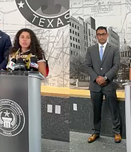 Harris County Attorney Christian Menefee and Harris County Judge Lina Hildago