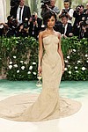 Tyla’s sculpted sand gown, created by Balmain from a plaster mold of her body, was one of the most talked-about looks of 2024. The singer had to be lifted up the stairs to the entrance of the Met.
Mandatory Credit:	Jamie McCarthy/Getty Images via CNN Newsource