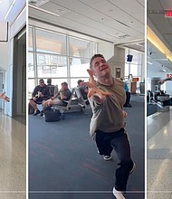 Dancer Blake McGrath sparked an unlikely travel trend when he filmed himself dancing to Celine Dion at the airport.
Mandatory Credit:	Courtesy Blake McGrath via CNN Newsource
