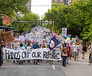 Demonstrators gathered in Richmond on Thursday, May 1, for the “May Day Strong” rally and march, part of a statewide movement marking International Workers’ Day. Organized by 50501 Virginia, the protest began in Monroe Park and continued to Capitol Square. (Julianne Tripp Hillian / Richmond Free Press)