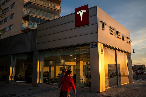 A Tesla showroom in Valencia, Spain. Sales in April have been down in markets across Europe after falling sharply in the first quarter.
Mandatory Credit:	Michael Robinson Chavez/Bloomberg/Getty Images via CNN Newsource