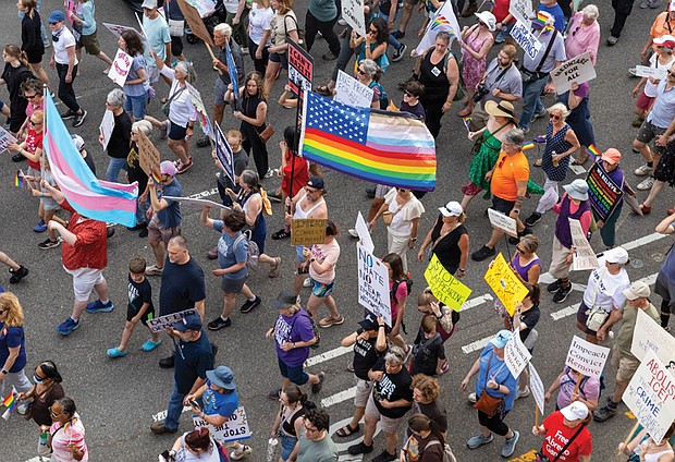 The protest began at 5 p.m. with a rally in Monroe Park, followed by a march to Capitol Square.