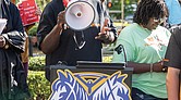 Darryl Brinson-Williams joined representatives of Richmond Public Schools unions at a press conference Tuesday, May 6, outside of City Hall. The group criticized what they described as anti-union actions by RPS administrators following the April 8 termination of Brinson-Williams and four other veteran bus drivers.