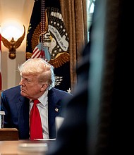 US President Donald Trump during a cabinet meeting at the White House in Washington, DC, on Wednesday, April 30, 2025.
Mandatory Credit:	Ken Cedeno/UPI/Bloomberg/Getty Images via CNN Newsource