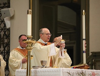 Bishop Barry C. Knestout celebrates Mass at the Cathedral of the Sacred Heart in Richmond on May 9, offering prayers for Pope Leo XIV following the historic election of the first American pontiff.