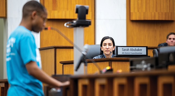 Fourth District Council member Sarah Abubaker follows the discussion during a Richmond City Council meeting March 24 at City Hall.