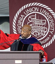 U.S. Sen. Raphael Warnock received an honorary doctor of laws degree and delivered the commencement address during Virginia Union University’s ceremony.