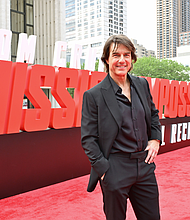 NEW YORK, NEW YORK - MAY 18: Tom Cruise arrives at the US Premiere of "Mission: Impossible – The Final Reckoning" at Lincoln Center Plaza in New York, New York on May 18, 2025. (Photo by Slaven Vlasic/Getty Images for Paramount Pictures)