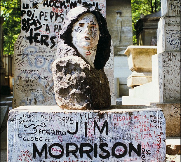 The tomb of US singer and songwriter Jim Morrison in Paris, France, in June, 1985.
Mandatory Credit:	Laurent Maous/Gamma-Rapho/Getty Images via CNN Newsource