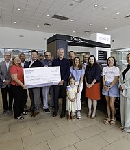 (left to right) Lena Seo, vice president, marketing and PR, Hyundai Motor North America, Doug Bush, dealer network development, southern region, Hyundai Motor America, Suzanne Gibson, controller, AutoNation Hyundai Savannah, Jason York, regional parts and service, southern region, Hyundai Motor America, Lloyd Steeves, market president, AutoNation Hyundai Savannah, Jason Blankenship, district parts and service, southern region, Hyundai Motor America, Scott Meshulam, general manager, AutoNation Hyundai Savannah, Tim Earley, president and CEO, Make-A-Wish Georgia, Brandon Ramirez, director, corporate social responsibility, Hyundai Motor North America, Lindsi Pearson, chief development officer, Make-A-Wish Georgia, Chris Youseff, market fixed ops manager, AutoNation Hyundai Savannah, Meghan Lowe, southeast development director, Make-A-Wish Georgia, Vanessa Perez, corporate social responsibility, Hyundai Motor North America at AutoNation Hyundai Savannah in Savannah, Ga. on May 14, 2025 (Photo/Hyundai)