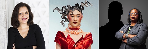 (Left to right: Chef Anita Jaisinghani; Model from Arts in Asia/Fashion Fusion Fashion Show; George Floyd Memorial Lecturer Dr. Melanye Price.)