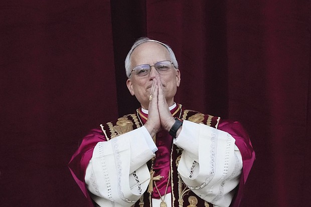 Pope Leo XIV appears May 8 on the balcony of St. Peter’s Basilica at the Vatican.