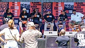 Stephen Miller-Pitts, Cameron Bertrand, Troi L. Hughes, the Rev. Cozy Bailey, James Harris and Andre Watkins participate in the “For Brothers” panel discussion during the State of the People Power Tour at Abner Clay Park on Saturday, May 17.