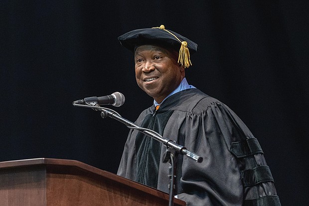 Virginia Speaker of the House Don Scott gave the keynote address during the morning commencement ceremony, which honored graduates from the College of Education and the College of Humanities & Social Sciences.