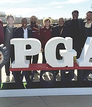 Panthers golfers and coaches gather at Whistling Straits in Kohler, Wis., after competing in the 2025 PGA Works Collegiate Championship.