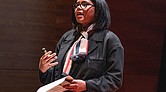 Jessica Bell Brown, executive director of the ICA at VCU, speaks at the museum on Wednesday, May 21.