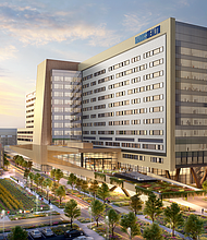 New Level I trauma-capable hospital being built on the
Harris Health Lyndon B. Johnson Hospital campus. (Courtesy of Harris Health)