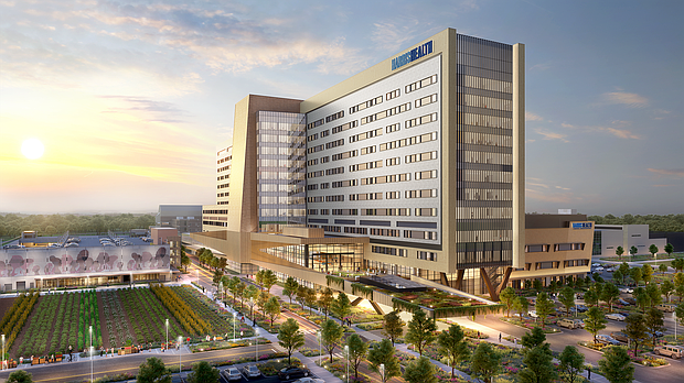 New Level I trauma-capable hospital being built on the
Harris Health Lyndon B. Johnson Hospital campus. (Courtesy of Harris Health)