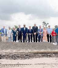 Houston Methodist Board Member David Underwood Jr., Legacy Endowment Board Member George Hawkins, Houston Methodist SVP of Community Development Cathy Easter, Houston Methodist Board Chair Gregory Nelson, Legacy Operating Board Chair Ryan Martin, Houston Methodist President & CEO Dr. Marc Boom, Legacy Interim CEO Robert Palussek, Houston City Councilmember Julian Ramirez, Legacy Chief Development & External Affairs Officer Chree Boydstun, Legacy Operating Board Member Gary Hammett, Legacy Operating and Endowment Boards Member Ronnie Kurtin, State Representative Charlene Ward Johnson liason Timothy White