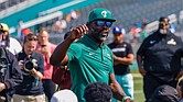 Michael Vick at William “Dick” Price Stadium during Norfolk State’s April spring football game, marking the official start of his tenure as head coach.