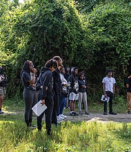 Students listen and prepare before walking the trail. The film project began four years ago and is scheduled to be released in 2026.