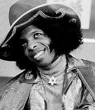 Sly Stone poses for a photo in London in 1973. Stone's family announced he died on June 9.
Mandatory Credit:	Michael Putland/Hulton Archive/Getty Images via CNN Newsource