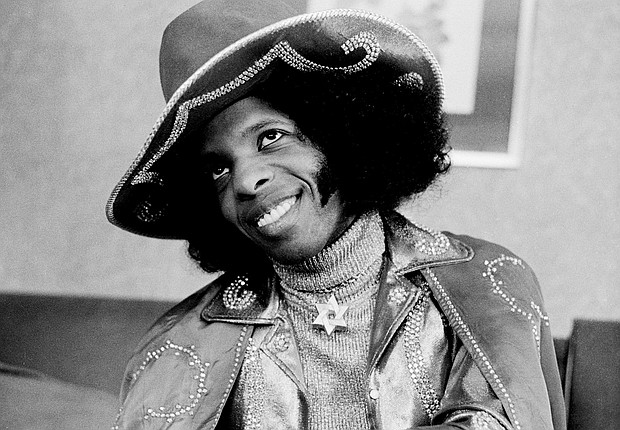 Sly Stone poses for a photo in London in 1973. Stone's family announced he died on June 9.
Mandatory Credit:	Michael Putland/Hulton Archive/Getty Images via CNN Newsource