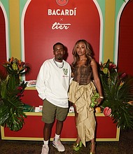 Founder and Creative Director of TIER, Nigeria Ealey and Guest Designer Reyna Noriega celebrate the preview of the exclusive BACARDÍ x TIER “Rooted in Rhythm” merch collection at the La Placita de BACARDÍ event in NYC. PRNewsfoto/BACARDÍ® Rum