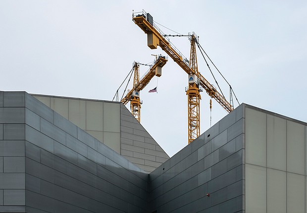 Cranes tower over the southeast corner of Broad and Belvidere streets, the future site of VCU’s
new CoStar Center for Arts and Innovation, across from the Institute for Contemporary Art at
VCU. The center is scheduled to open in early 2027.