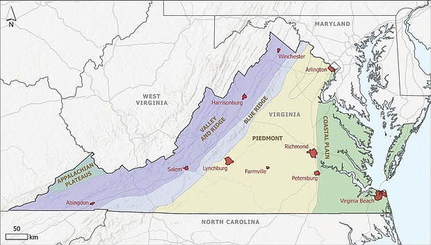 A Map of the 10 localities examined in the “Virginia Heat Watch: Collaboration to assess climate vulnerability at local to regional scales” study.