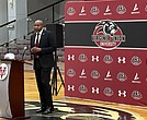 Alico Dunk speaks during his June 13 press conference after being named Virginia Union University's 10th women's basketball coach. Dunk comes to VUU after eight successful seasons at Stillman College, where he compiled 112 wins.  (photo Mekhi Wilson)