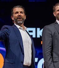 Donald Trump Jr. and Eric Trump at the Bitcoin 2025 conference in Las Vegas in May.
Mandatory Credit:	Travis Ball/Sipa USA via CNN Newsource