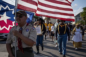 A march reenactment celebrates Juneteenth in Galveston, Texas, in 2023. The day has held significance for Black Americans long before it became a federal holiday in 2021.
Mandatory Credit:	Adrees Latif/Reuters via CNN Newsource