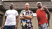 Jamal “Sly” Nubi, Cornelius “Neal” Cade and Harry “Cupcake” Coleman of Edge of Daybreak stand outside Sunset Sound studio in Los Angeles, where they recorded their new EP, “New Horizon.”