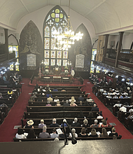 Mother Emanuel AME church at the start of a service commemorating the 10th anniversary of the Charleston Church Massacre on Tuesday, June 17 in Charleston, S.C.