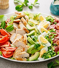 Cobb salad is heavy on protein-rich ingredients like eggs and bacon.
Mandatory Credit:	YelenaYemchuk/iStockphoto/Getty Images via CNN Newsource