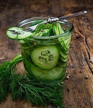 In this Swedish salad, cucumbers are pressed as part of the preparation.
Mandatory Credit:	Westend61/Getty Images via CNN Newsource