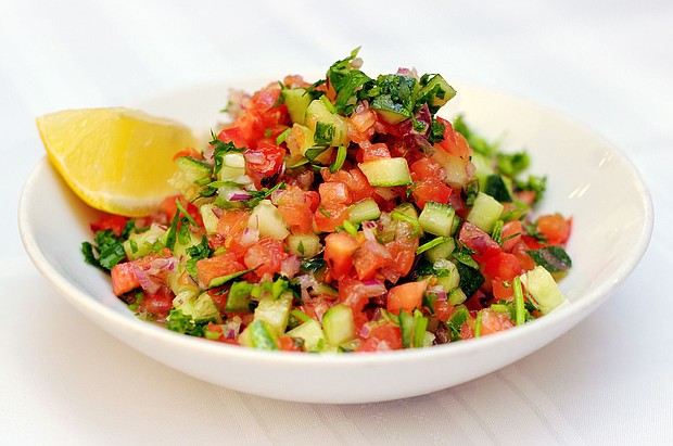 This Israeli salad features fresh tomatoes and cucumbers, grown year-round in Israel.
Mandatory Credit:	Noam Galai/Moment Open/Getty Images via CNN Newsource