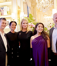 Judge Lina Hidalgo with group Texas Embassy Paris