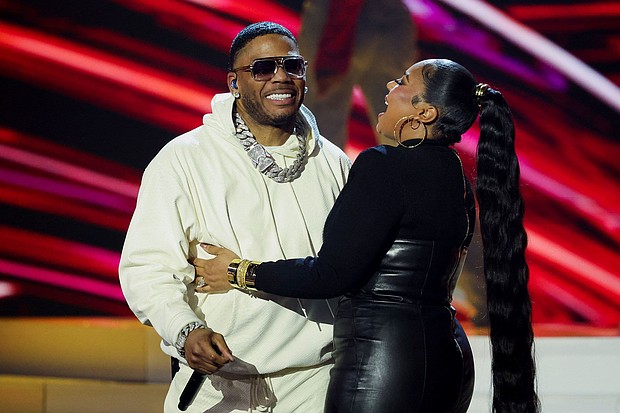 Nelly and Ashanti attend the iHeartRadio Music Awards at Dolby Theatre in Los Angeles, California, March 17, 2025.
Mandatory Credit:	Mario Anzuoni/Reuters via CNN Newsource