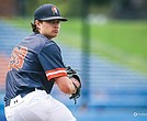 Preston Branzelle delivers a pitch for Virginia State University. The standout hurler was named to the VaSID All-State second team after leading the Trojans in wins and complete games this season.