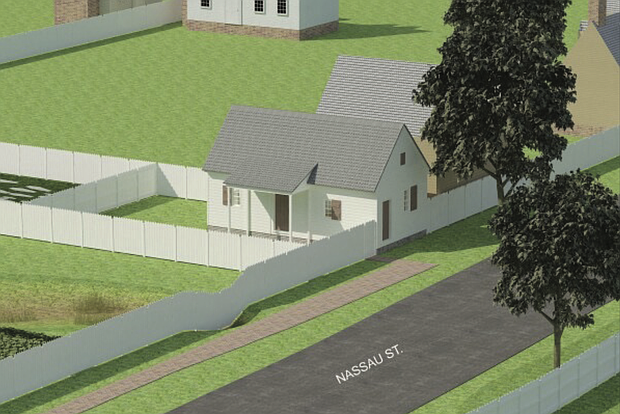 This rendering shows an artist’s rendition of the original 1805 First Baptist Church of Williamsburg.