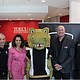 Pictured (L to R): HTX Soccer Director of Operations Simon Boddison,TDECU SVP Marketing & Brand Laura Whitley, HTX Soccer mascot HT-Rex,TDECU Chief Growth Officer Josh Brian, and HTX Soccer Director of Communications & Events Stuart Taylor