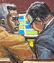 Sean "Diddy" Combs and his defense lawyer Marc Agnifilo during Combs' sex trafficking trial in New York City on June 24 in this courtroom sketch.
Mandatory Credit:	Jane Rosenberg/Reuters via CNN Newsource