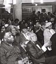 Schomburg Center audience with Barbara Ann Teer and Woodie King, circa 1986.
